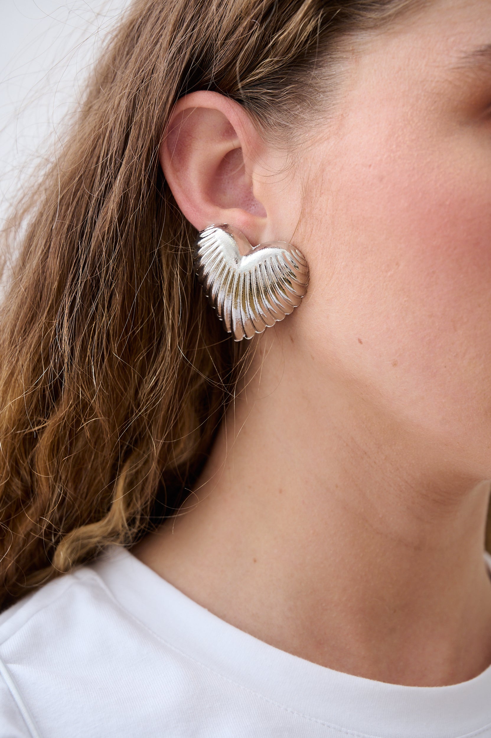 Heart Stud Earrings in Silver