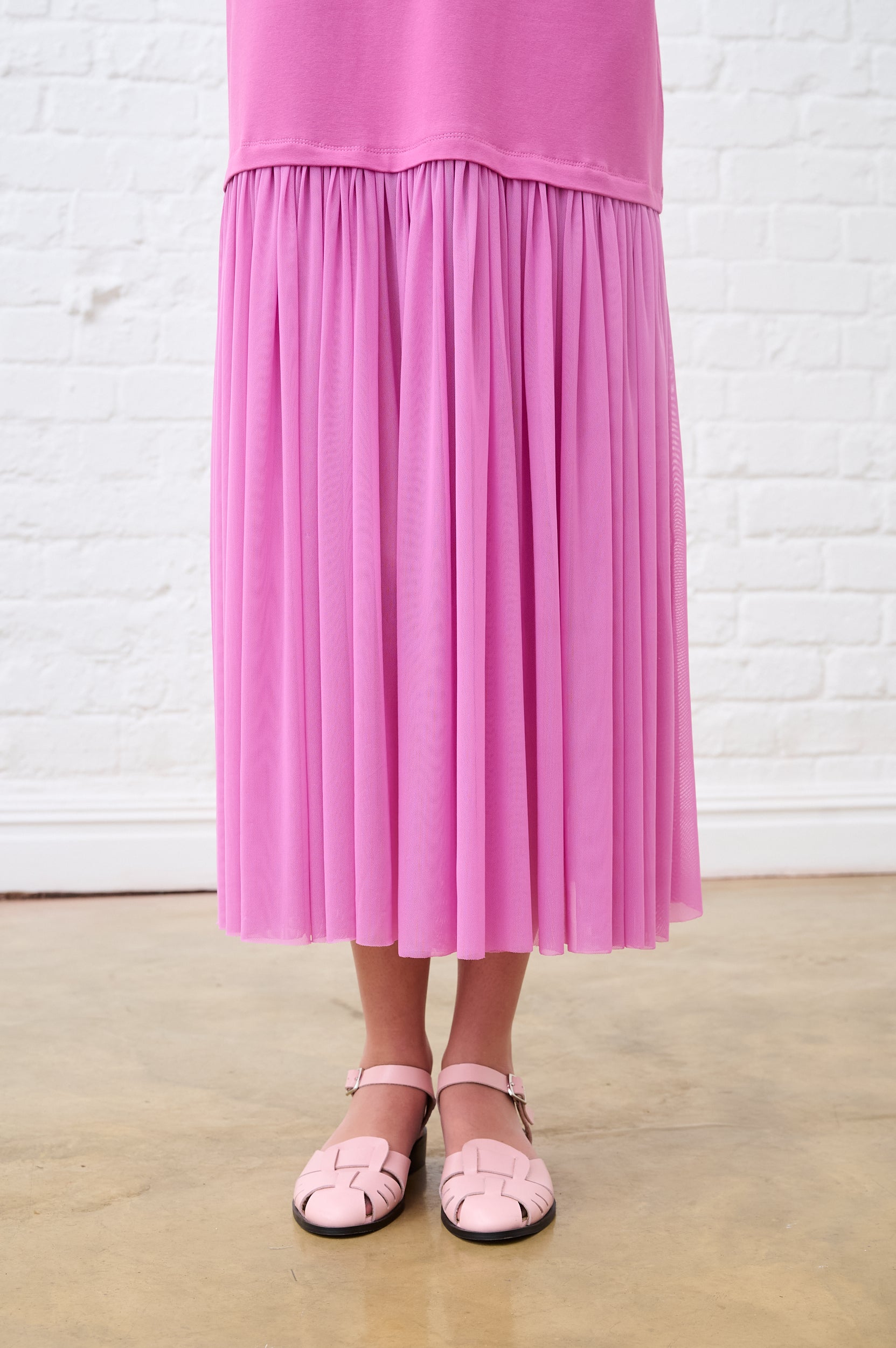 Raspberry Mesh Combo Tshirt Dress