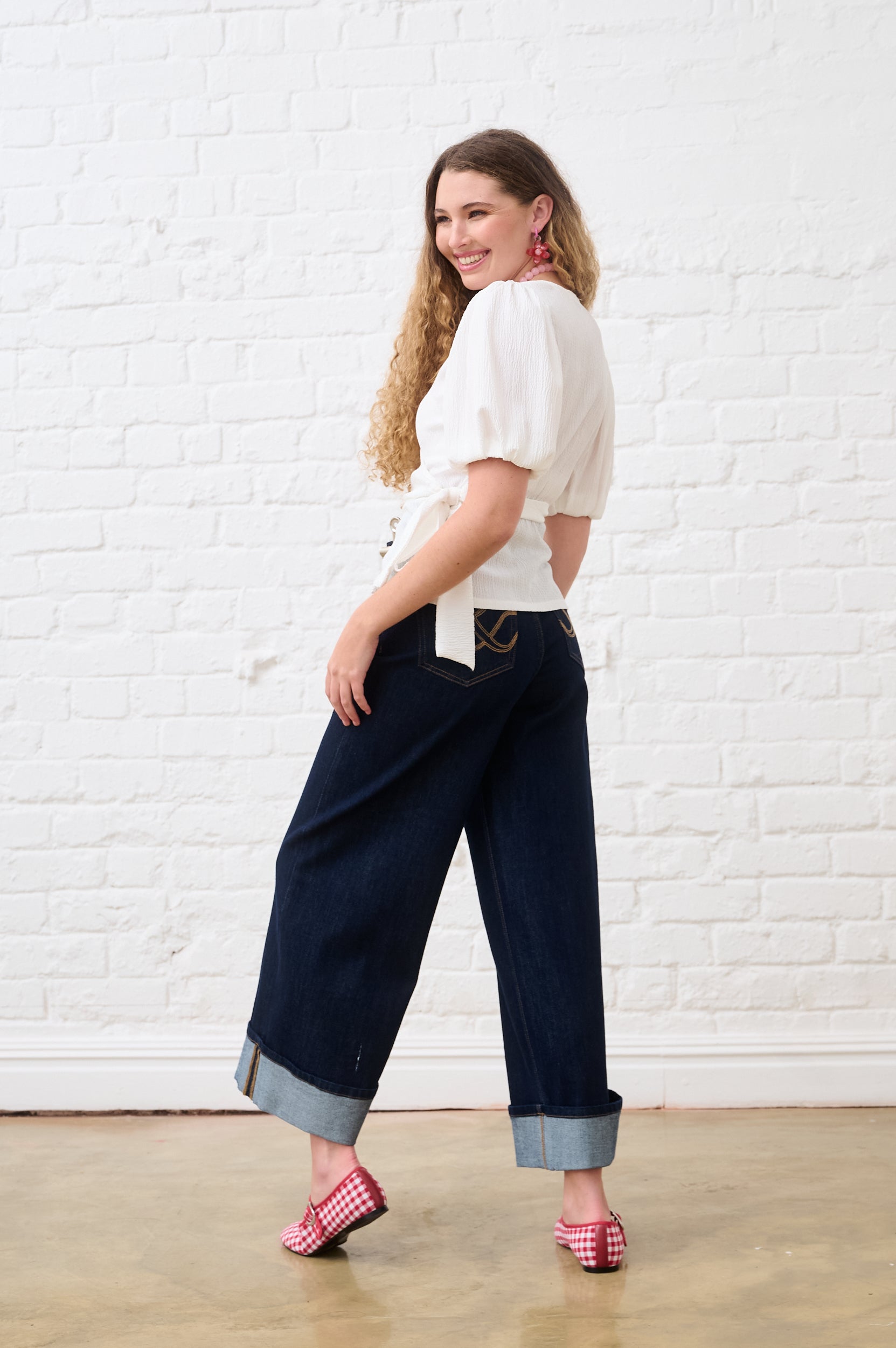 Wrap Top in Milk Crinkle