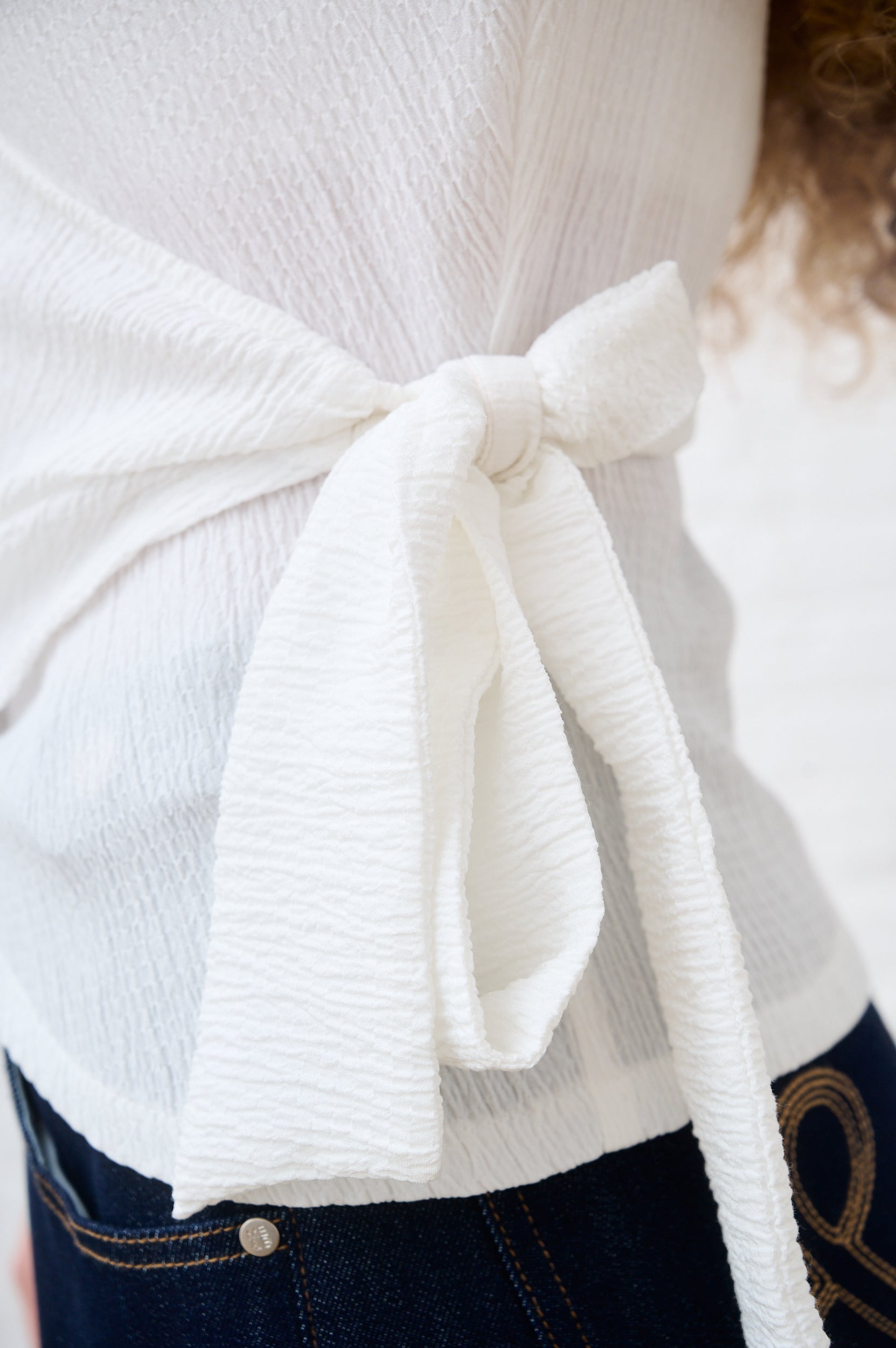 Wrap Top in Milk Crinkle