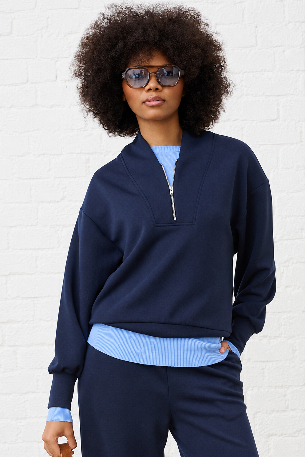 Luxe Quarter Zip in Navy – Me&B