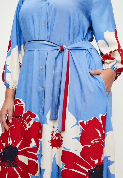 Maxi Tunic Shirtdress in Midnight Poppy