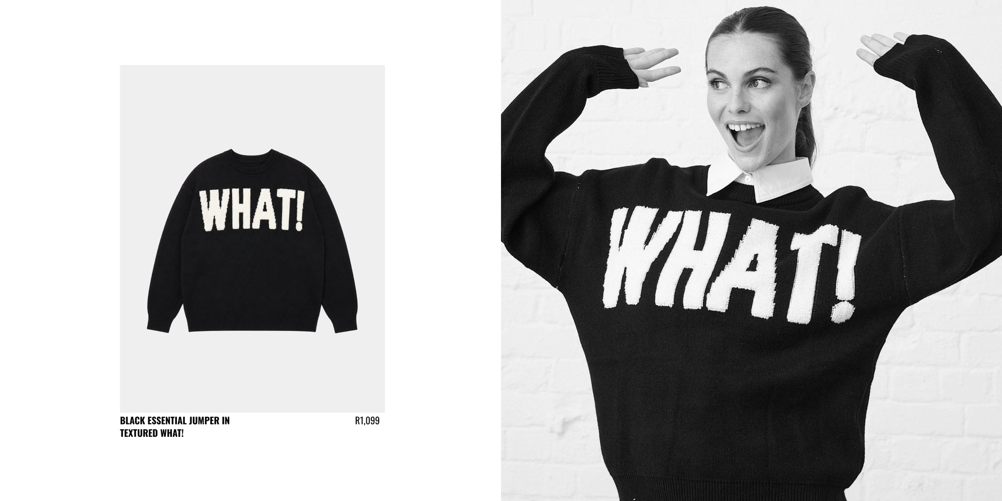 Black Essential Jumper in Textured WHAT!