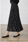 Panelled Lined Mesh Skirt in Black Spot