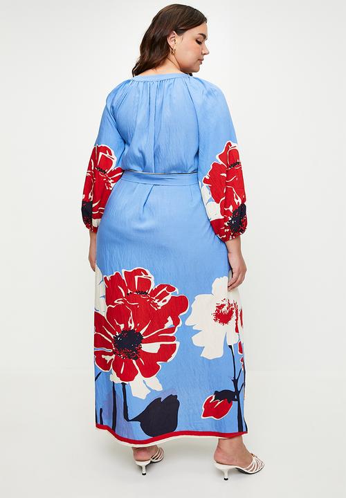Maxi Tunic Shirtdress in Midnight Poppy