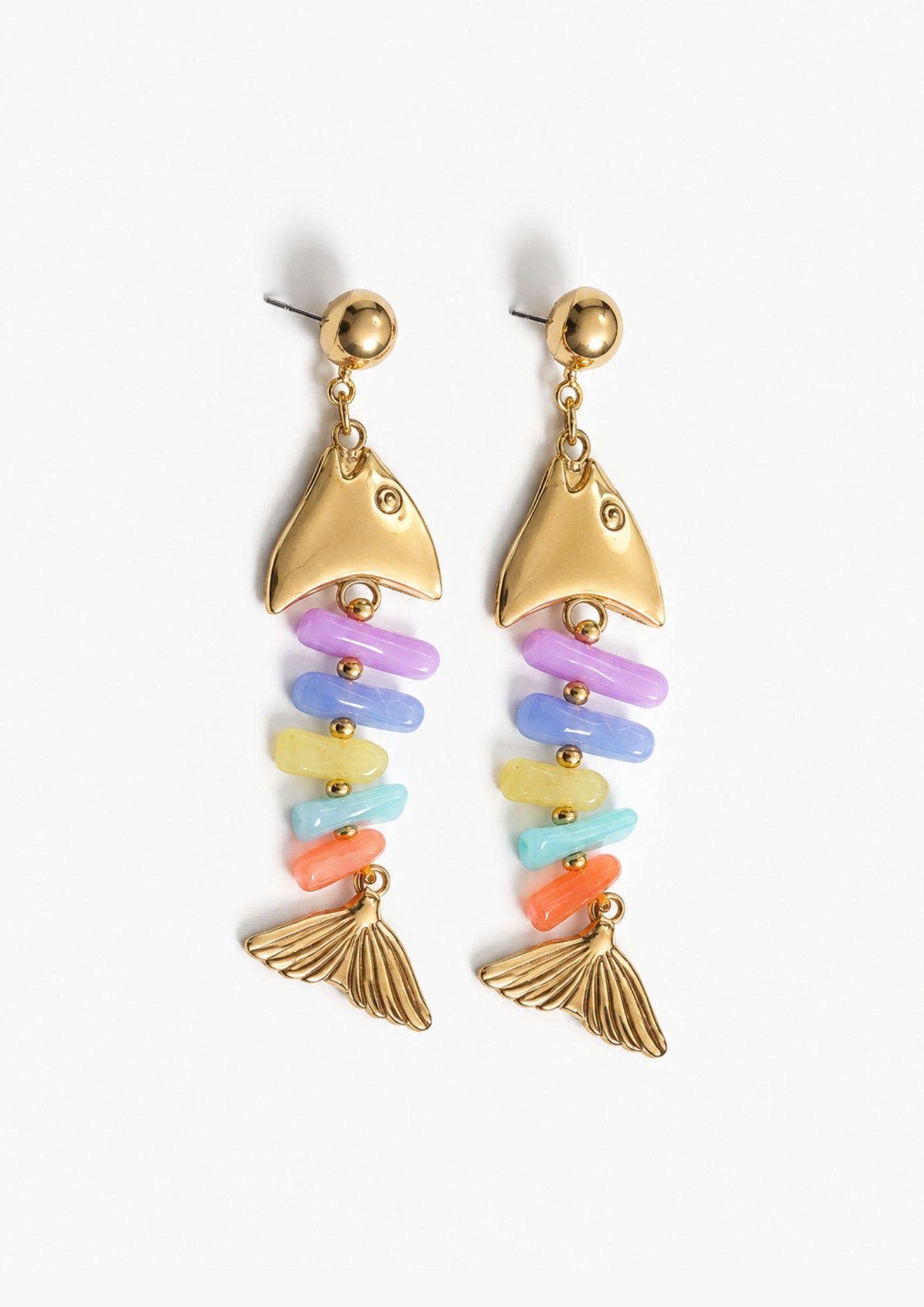 Beaded Splicing Fish Bone Earrings