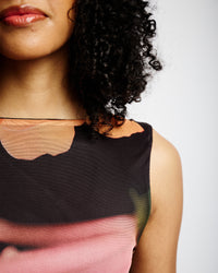 Sleeveless Mesh Dress in Sunset Flower