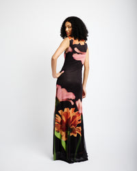 Sleeveless Mesh Dress in Sunset Flower