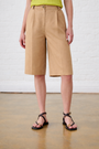 Tailored Linen Bermuda Shorts in Mocha