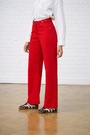 Adjustable Waist Wide Leg Jeans in Red