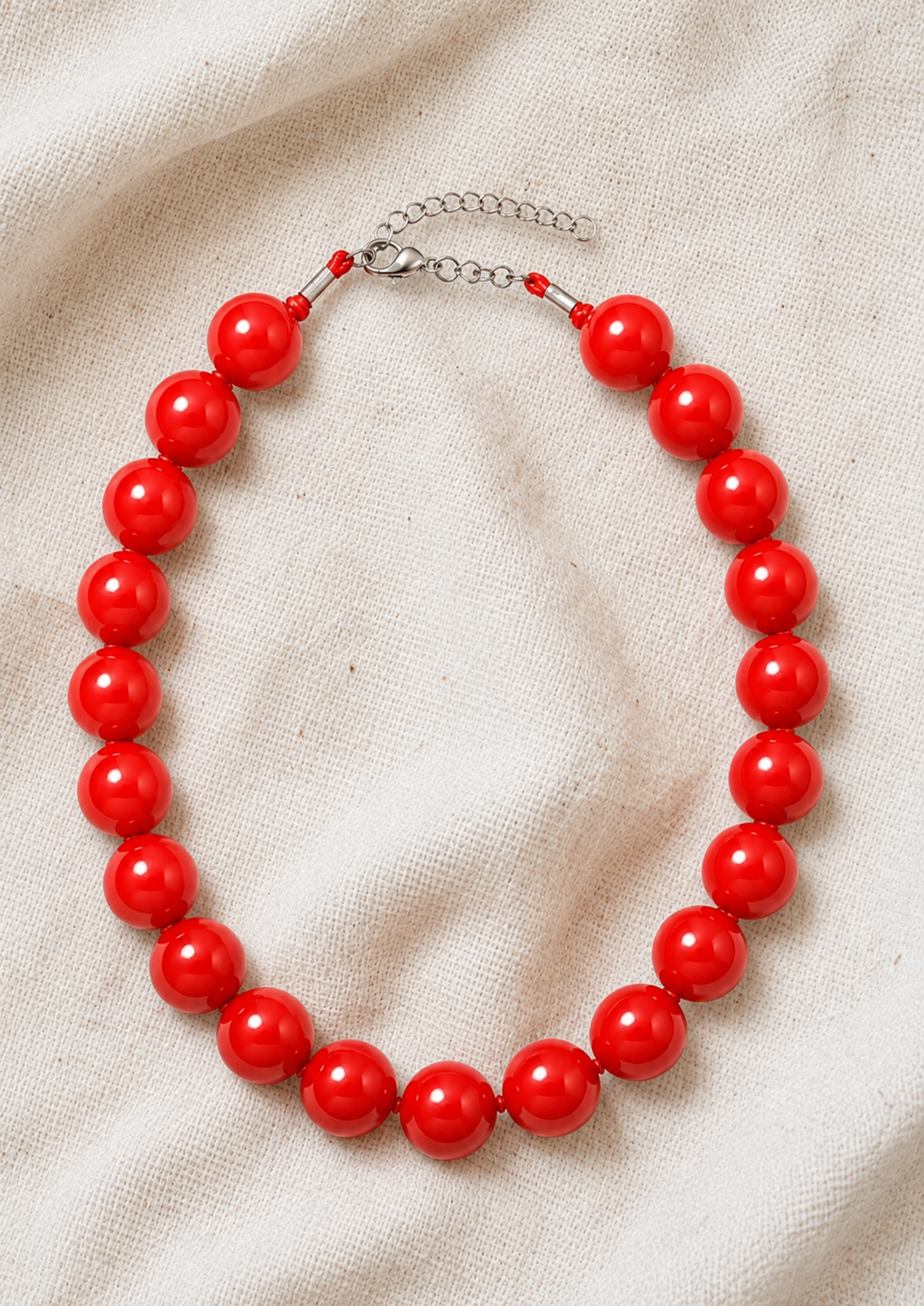 Cherry Red Beaded Necklace