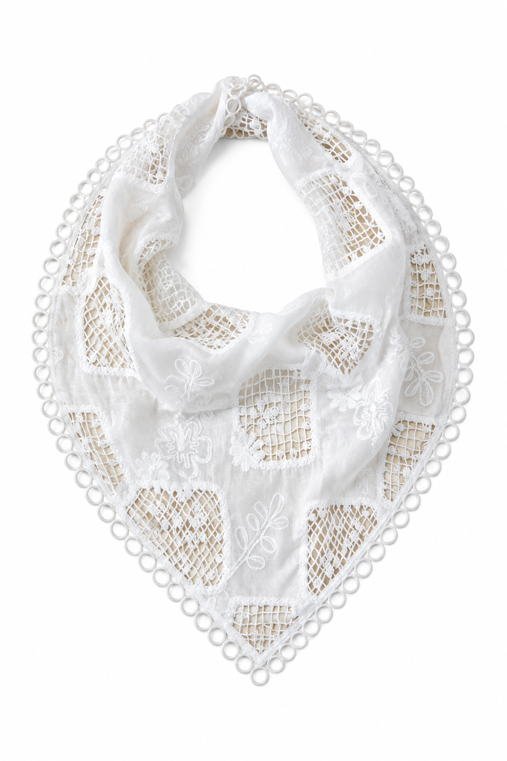 Cotton Lace Waist Scarf in Milk