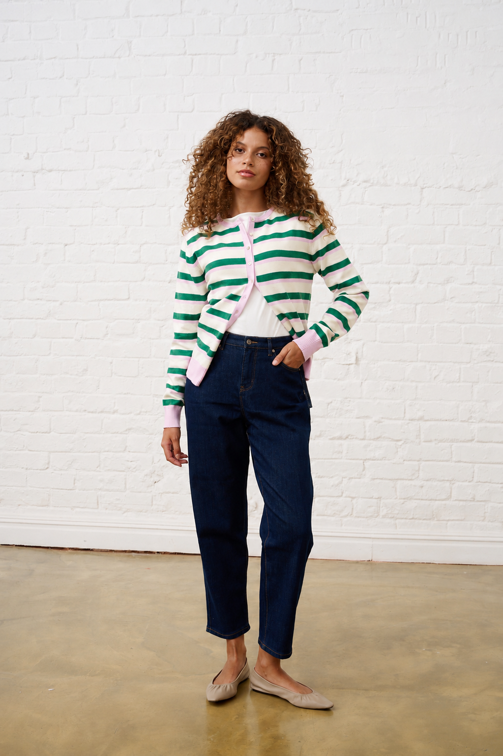 Belted Mom Jeans in Dark Wash