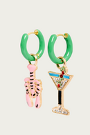 Green hoops with lobster and cocktail charms