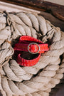 Red Belt with Pink Stitching