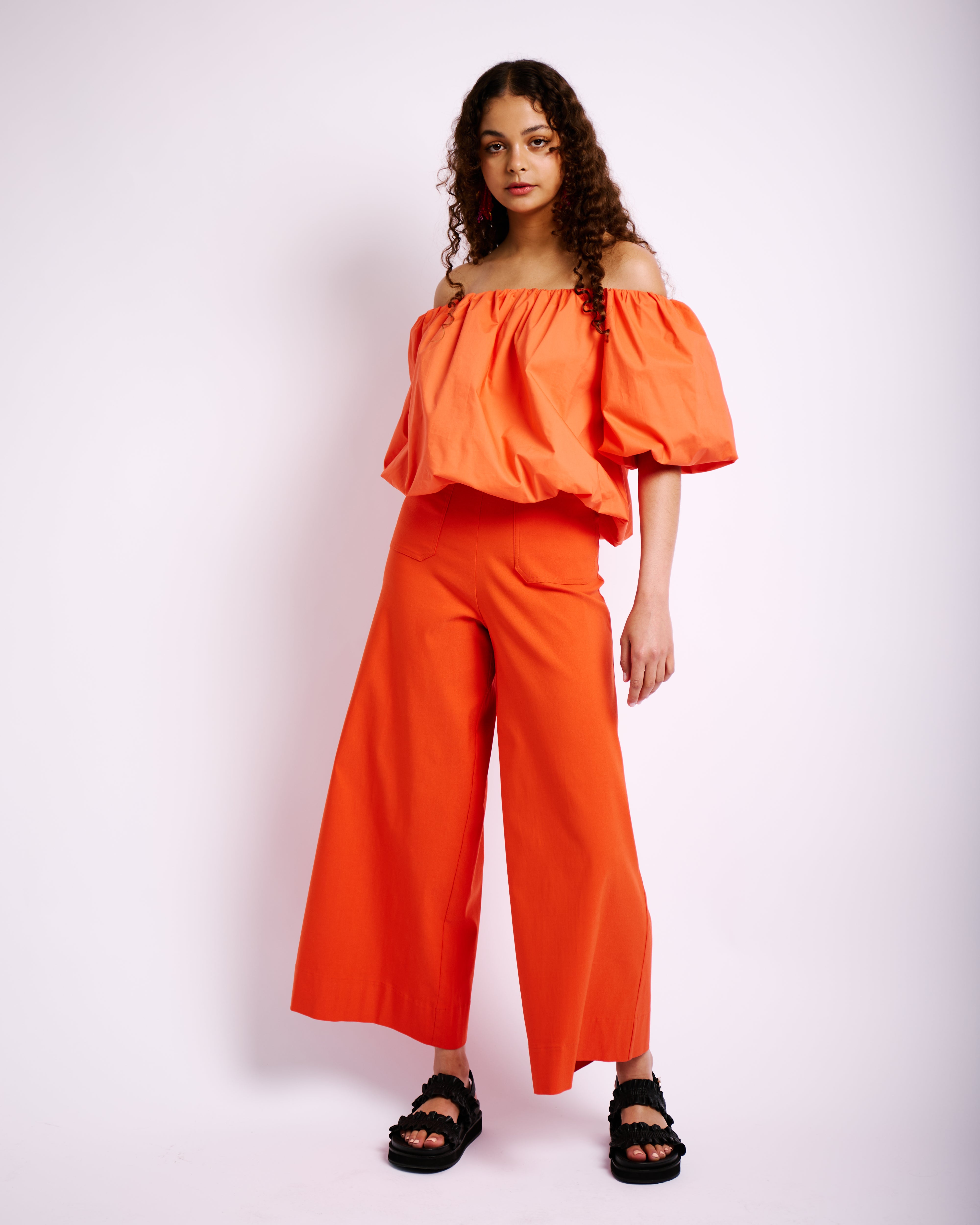 Bubble Lined Cotton Top in Coral
