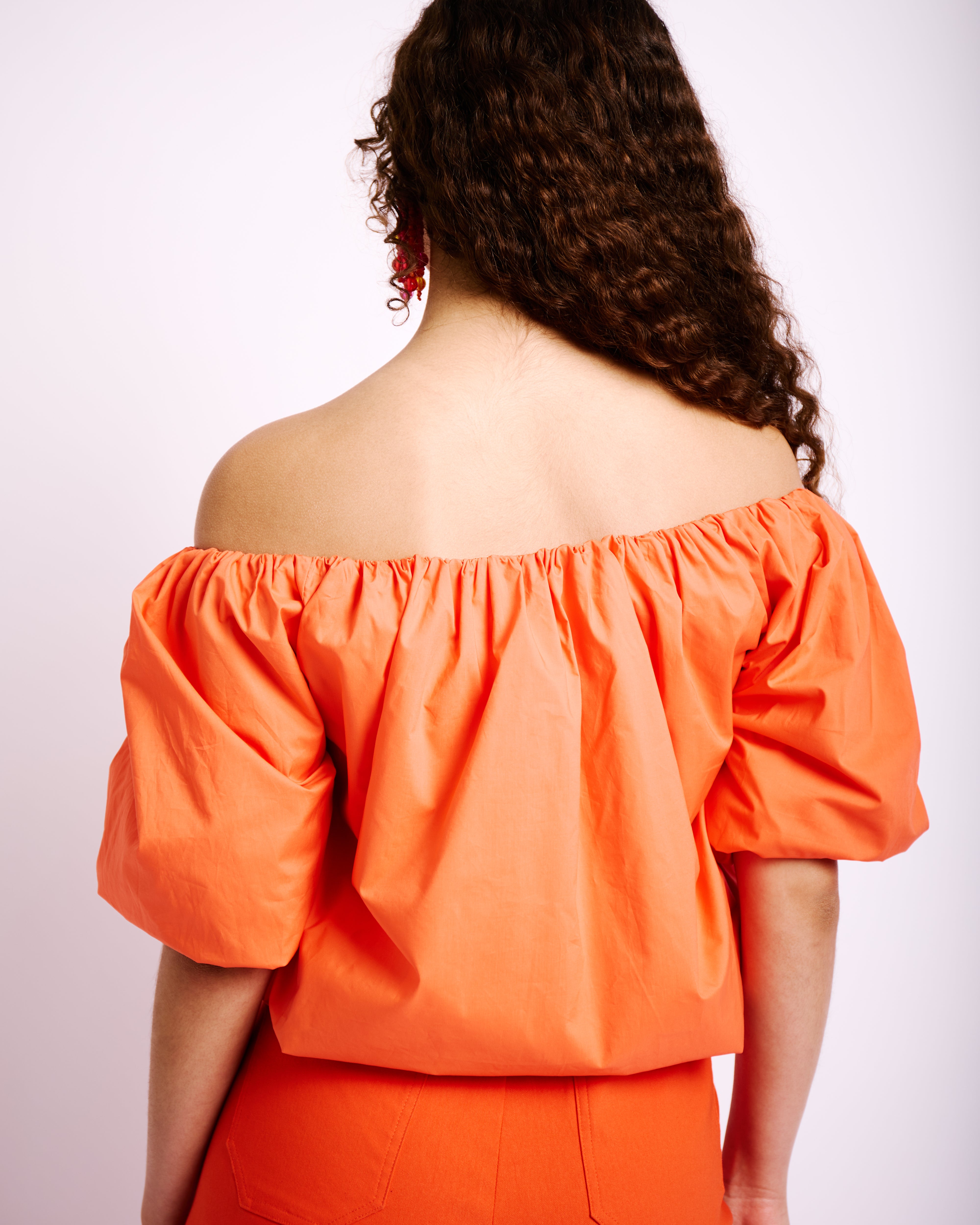 Bubble Lined Cotton Top in Coral