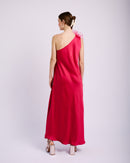 Asymmetrical Flower Dress in Cerise