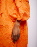 Off the Shoulder Anglaise Dress in Coral