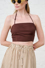 Bandeau Tie Top in Choc Linen