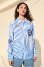 Beaded Shirt in Blue Stripe