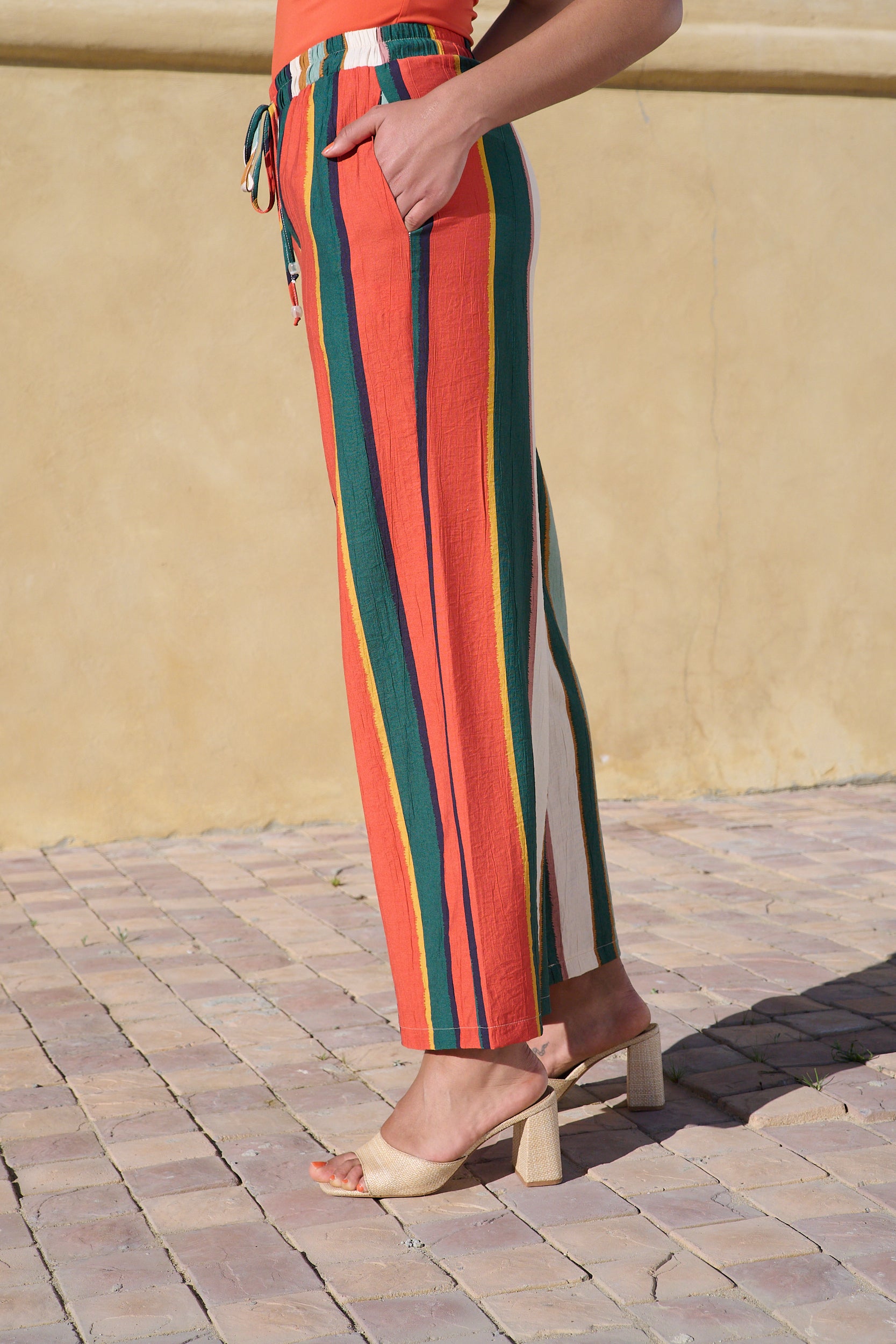Striped Straight Leg Pull on Pant