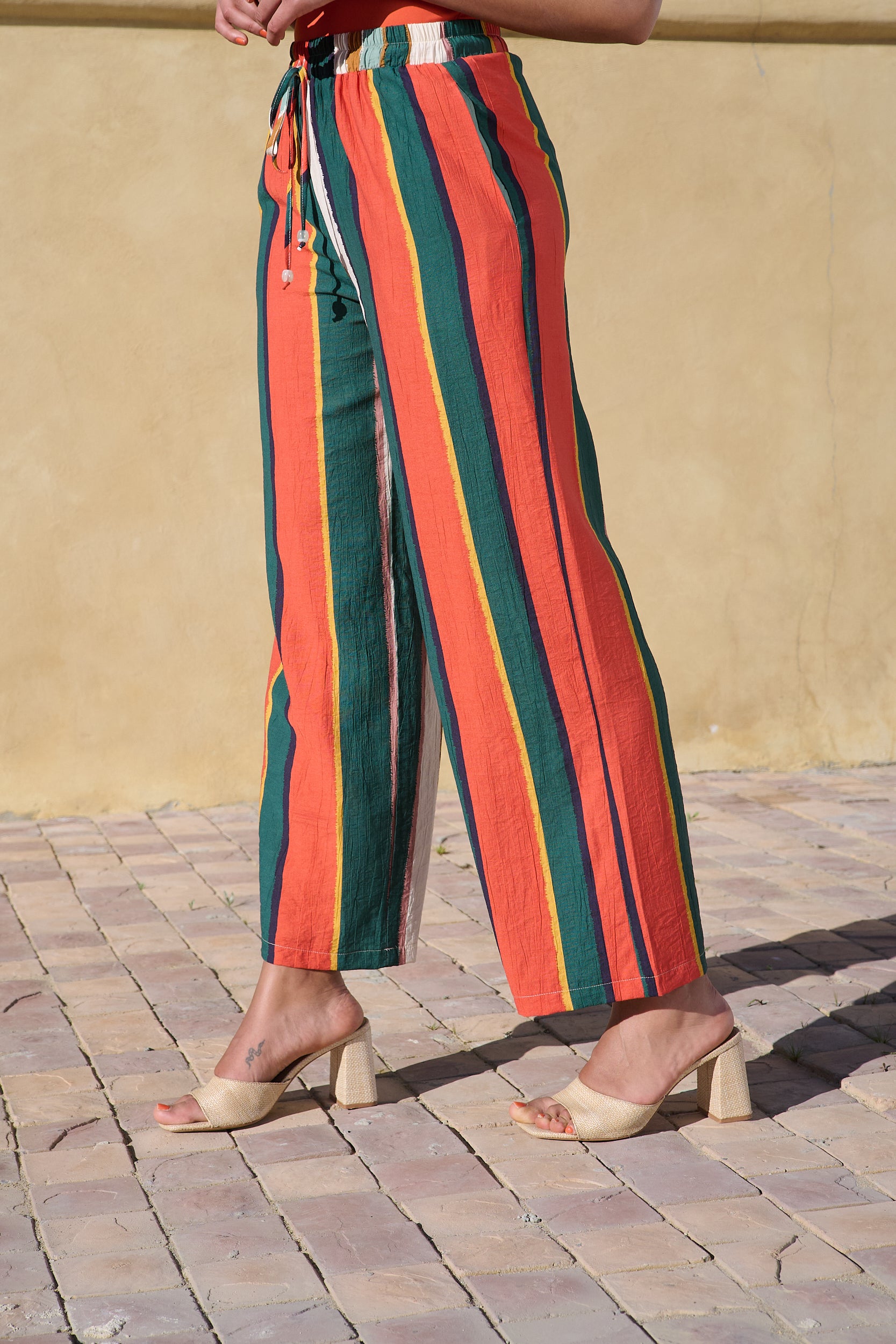 Striped Straight Leg Pull on Pant