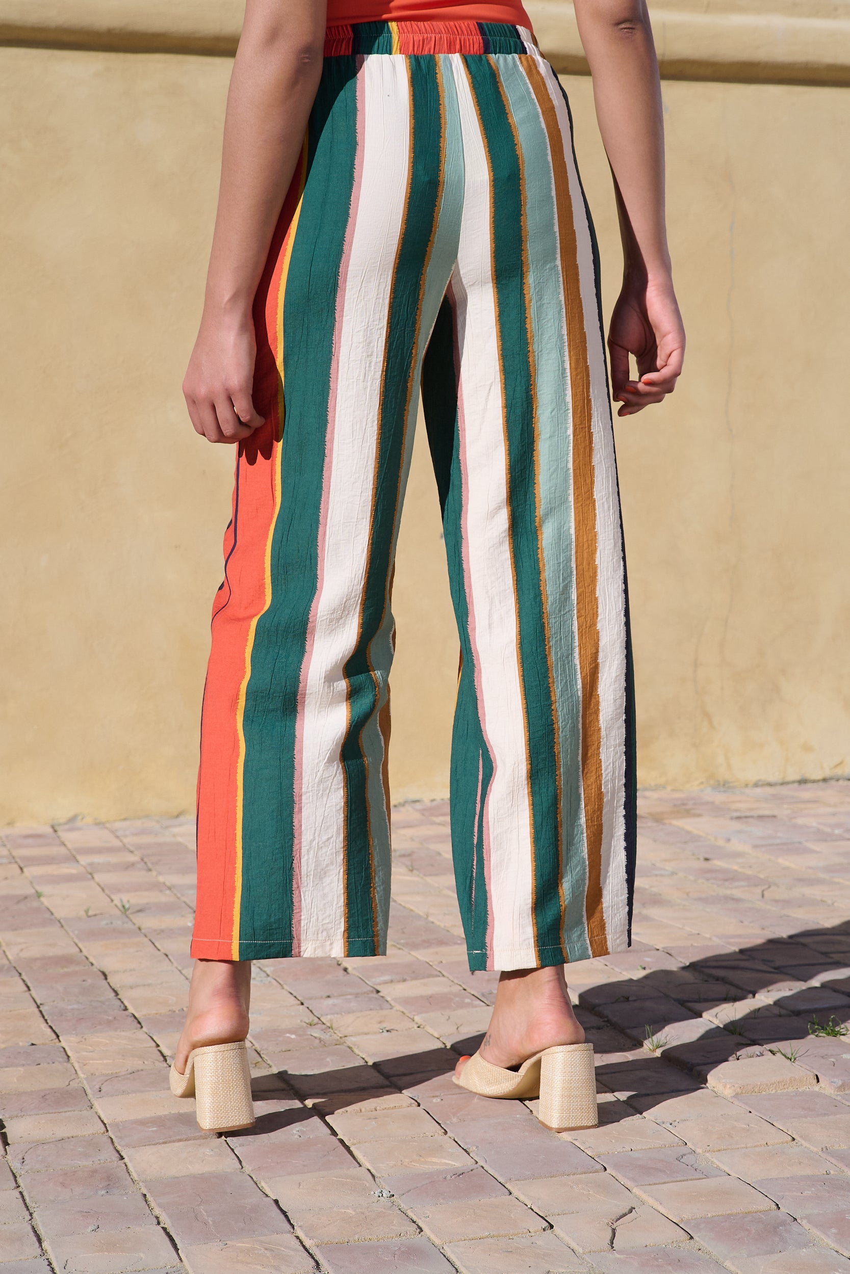 Striped Straight Leg Pull on Pant