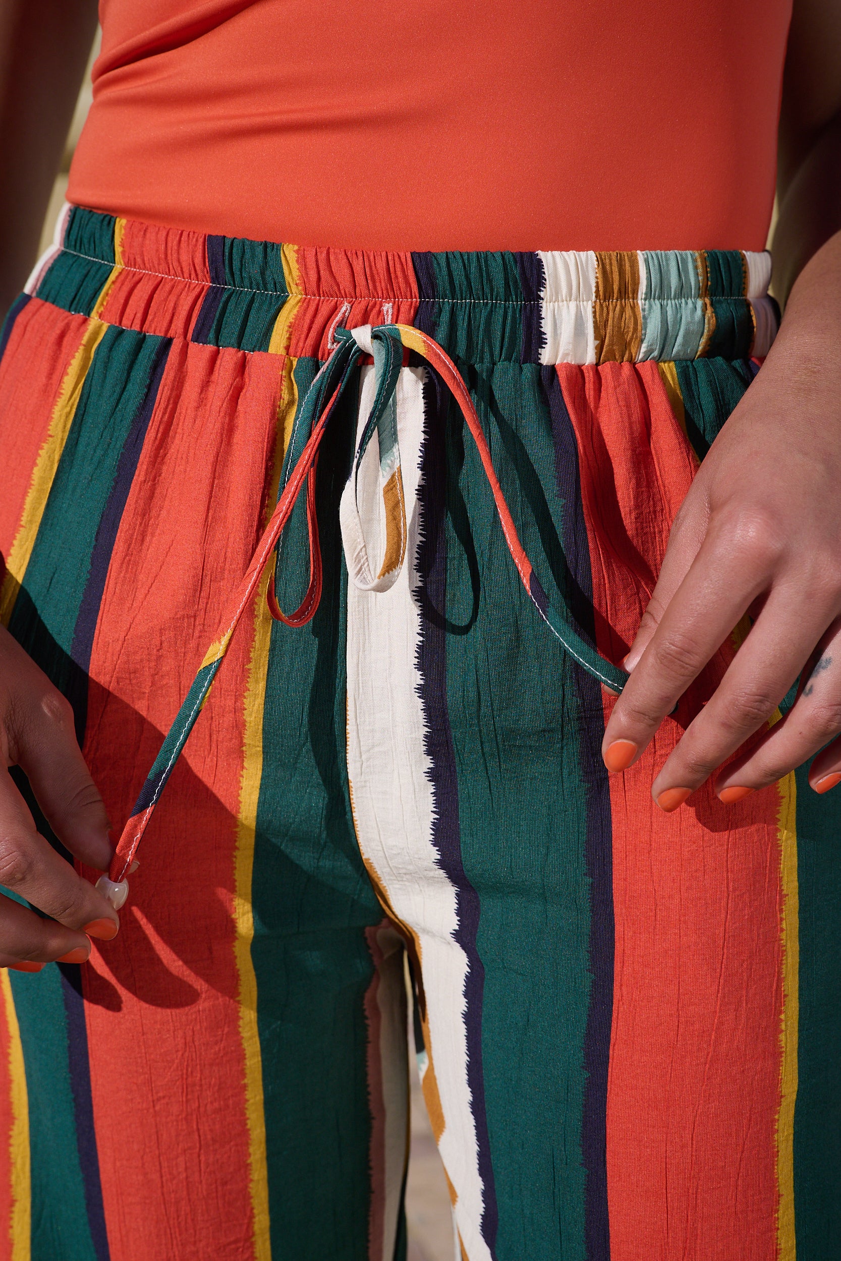Striped Straight Leg Pull on Pant