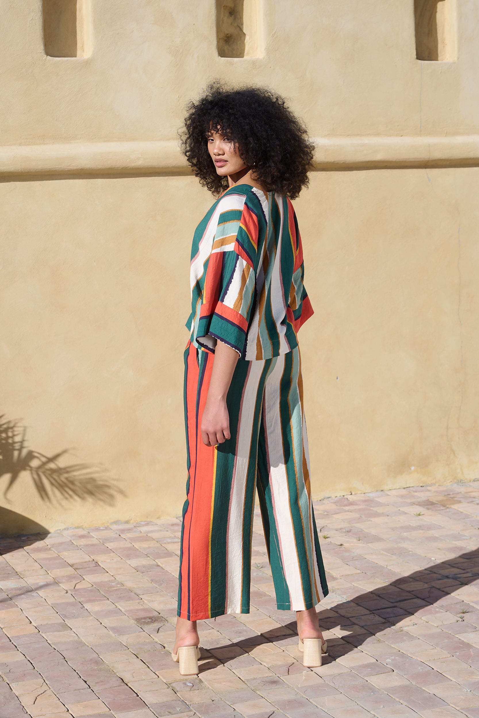Kimono  Sleeve Tang Shirt in MultiStripe