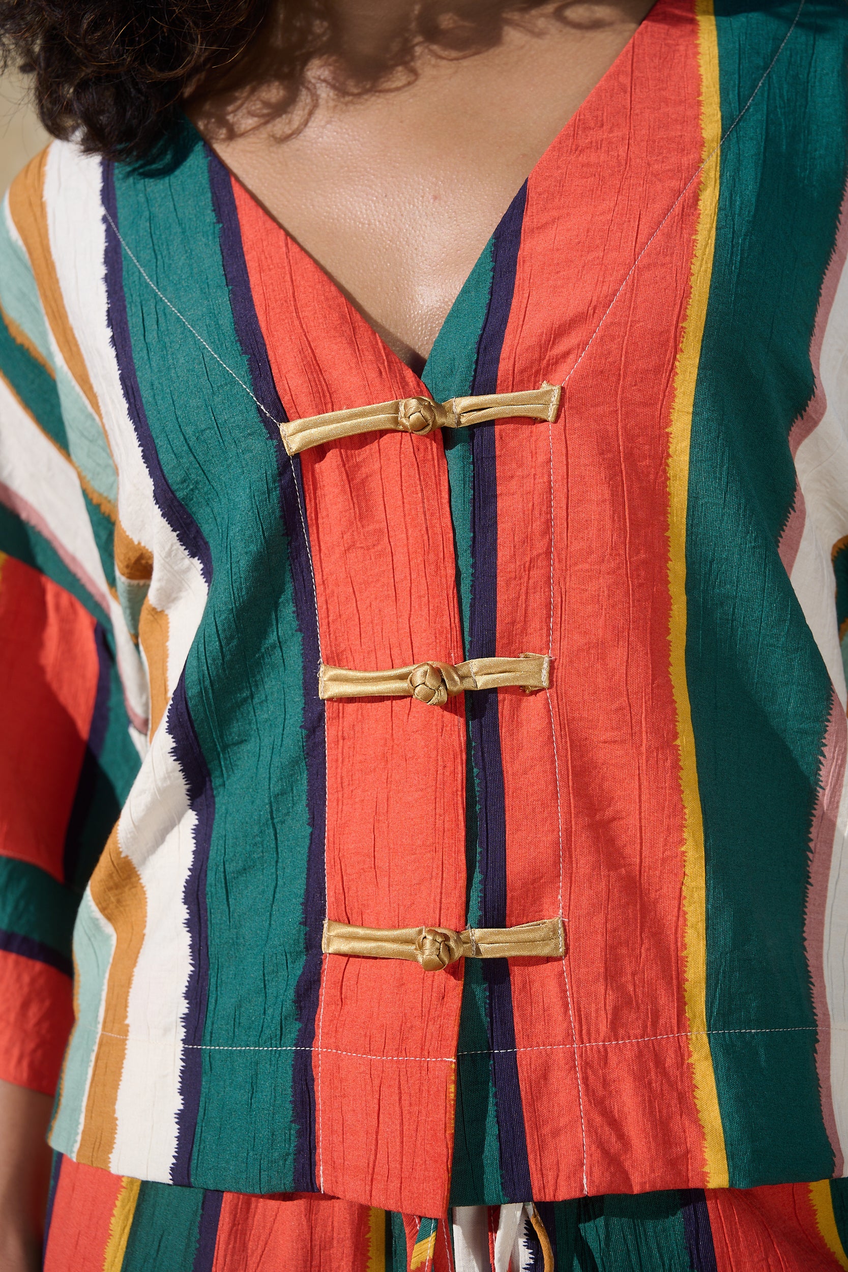 Kimono  Sleeve Tang Shirt in MultiStripe