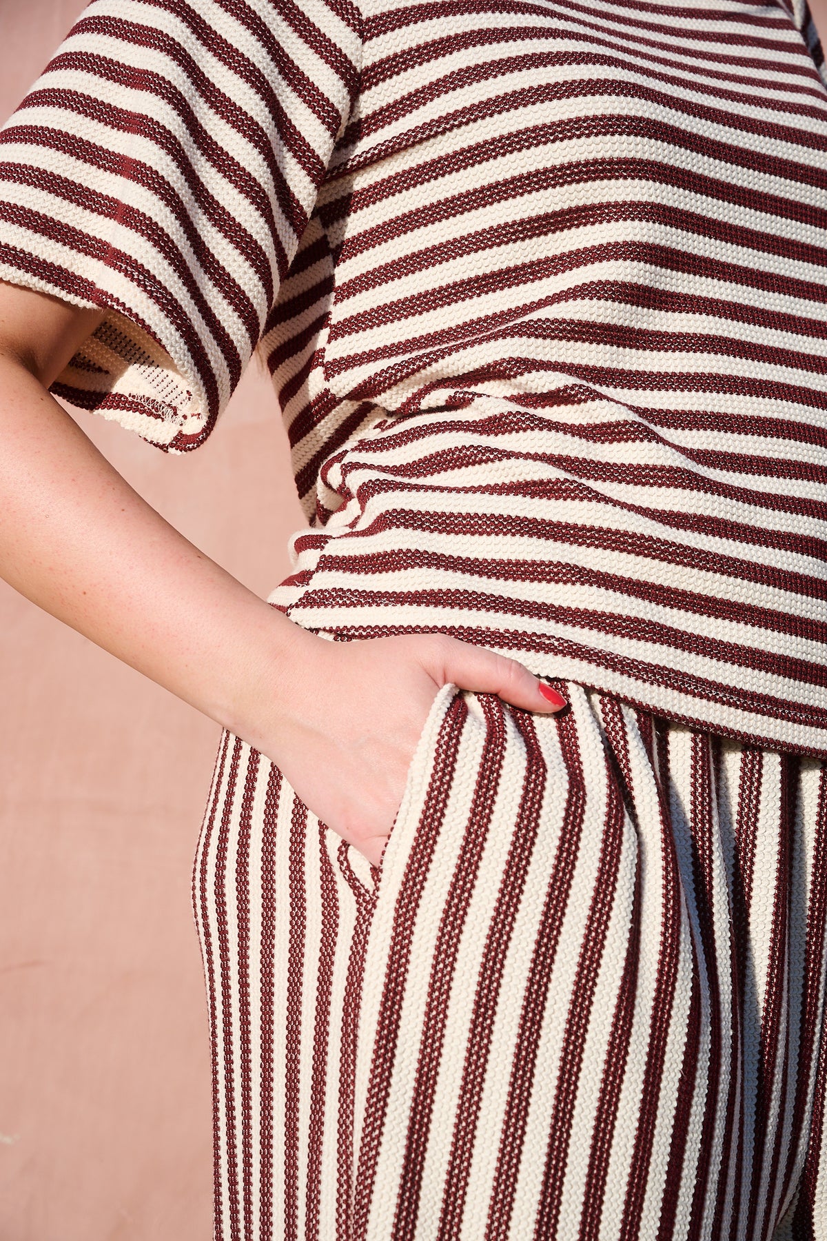 Stripe knit pant in Choc and Milk