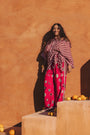 Tea Berry Wide Leg Pant in Moroccan Print