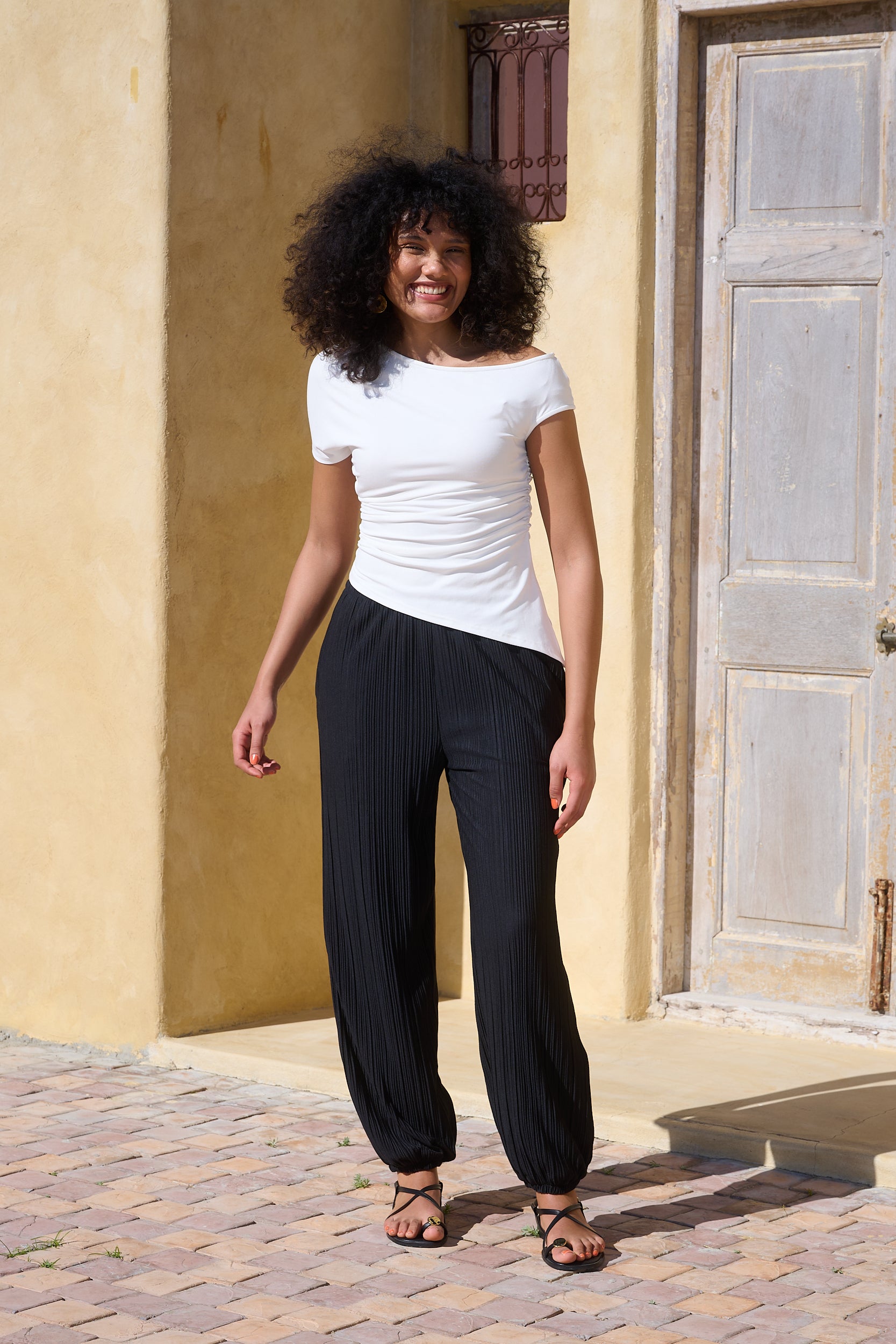 Off the Shoulder Asymmetrical Top in Milk