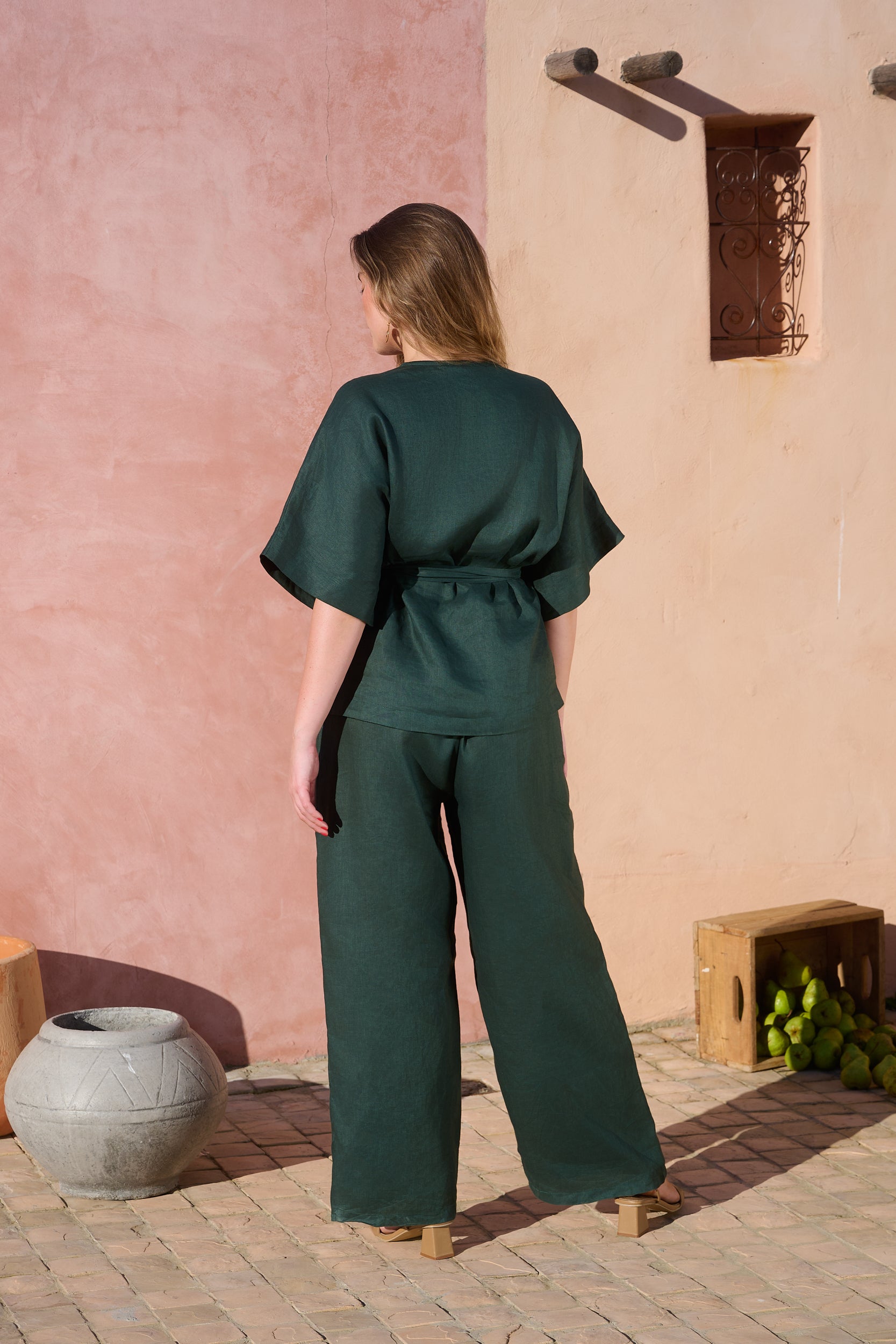 100% Linen Full Length Pant in Sycamore