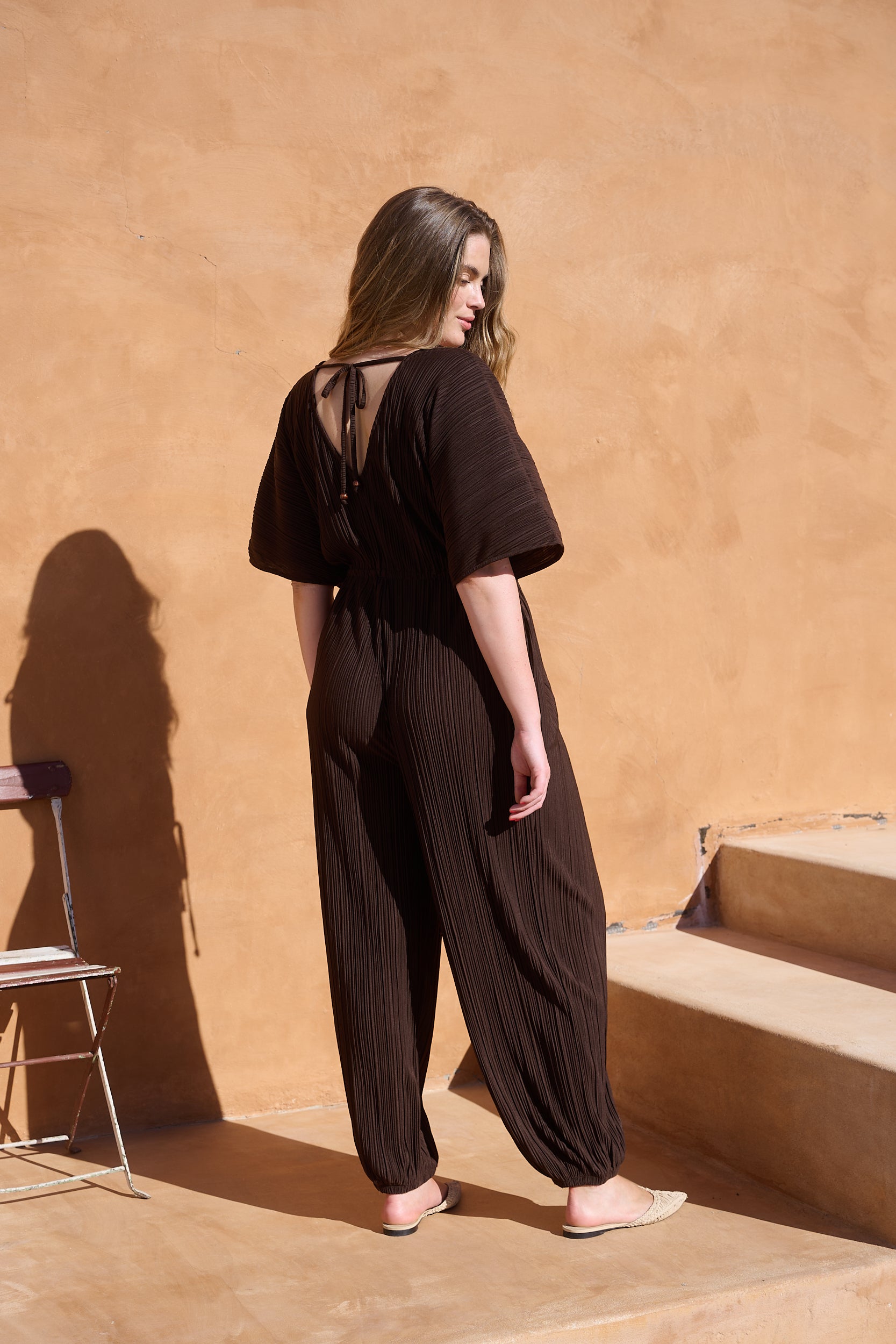 Choc Plissé Front Tassel Jumpsuit