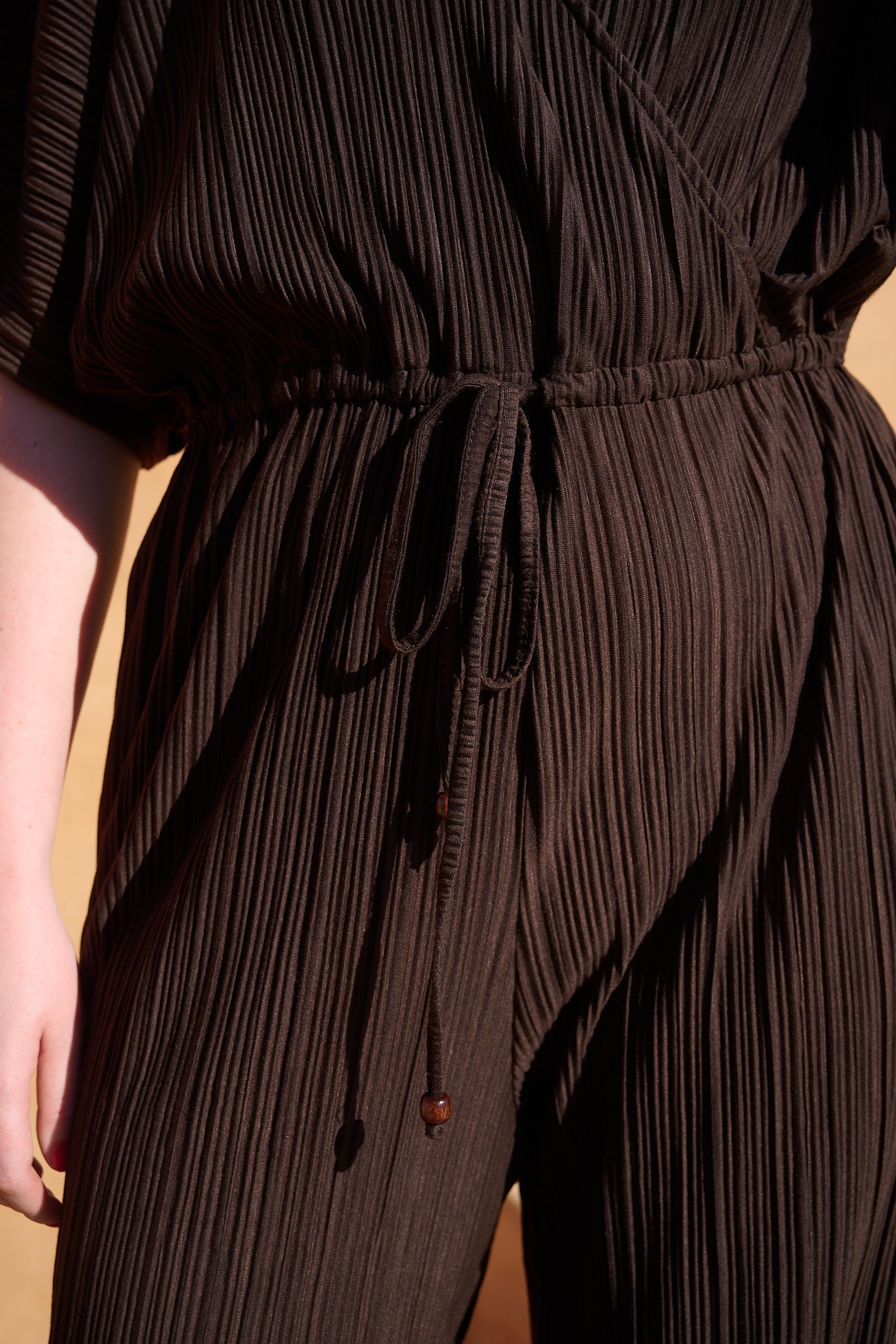 Choc Plissé Front Tassel Jumpsuit