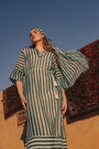Sheer Tunic Dress in Aqua Green Stripe