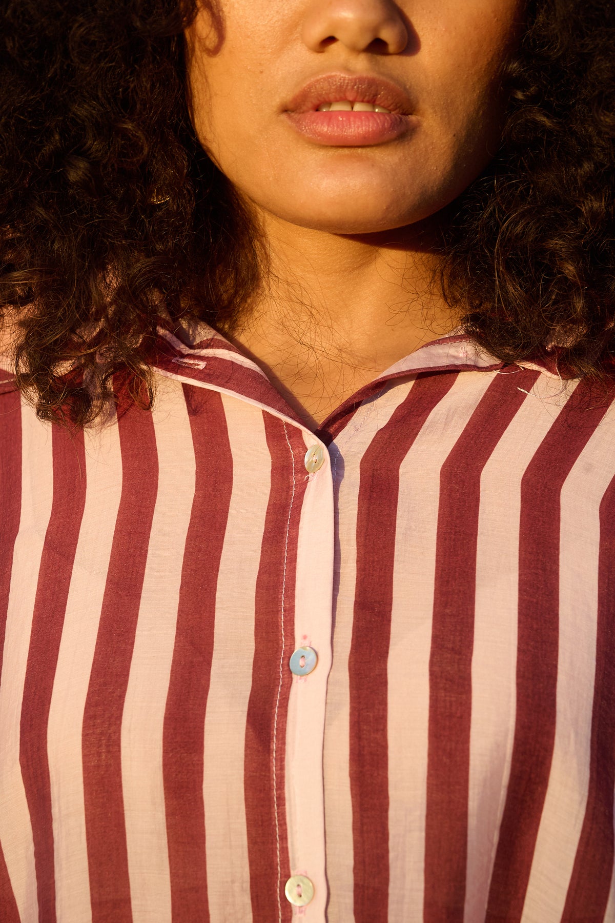 Oversized Slouchy Shirt in Pink and Burg Stripe
