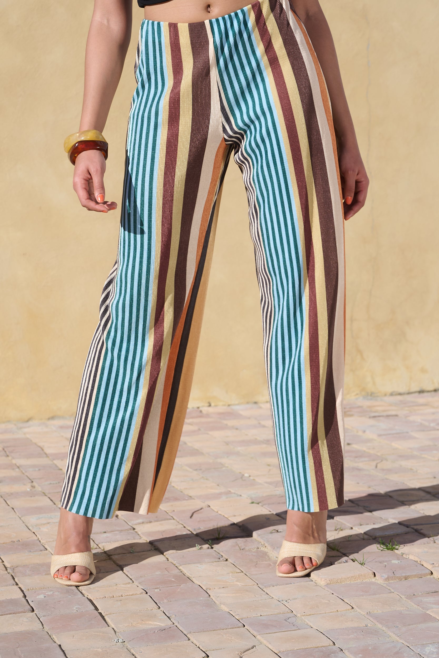 Straight Leg Plisse Pull on Pants