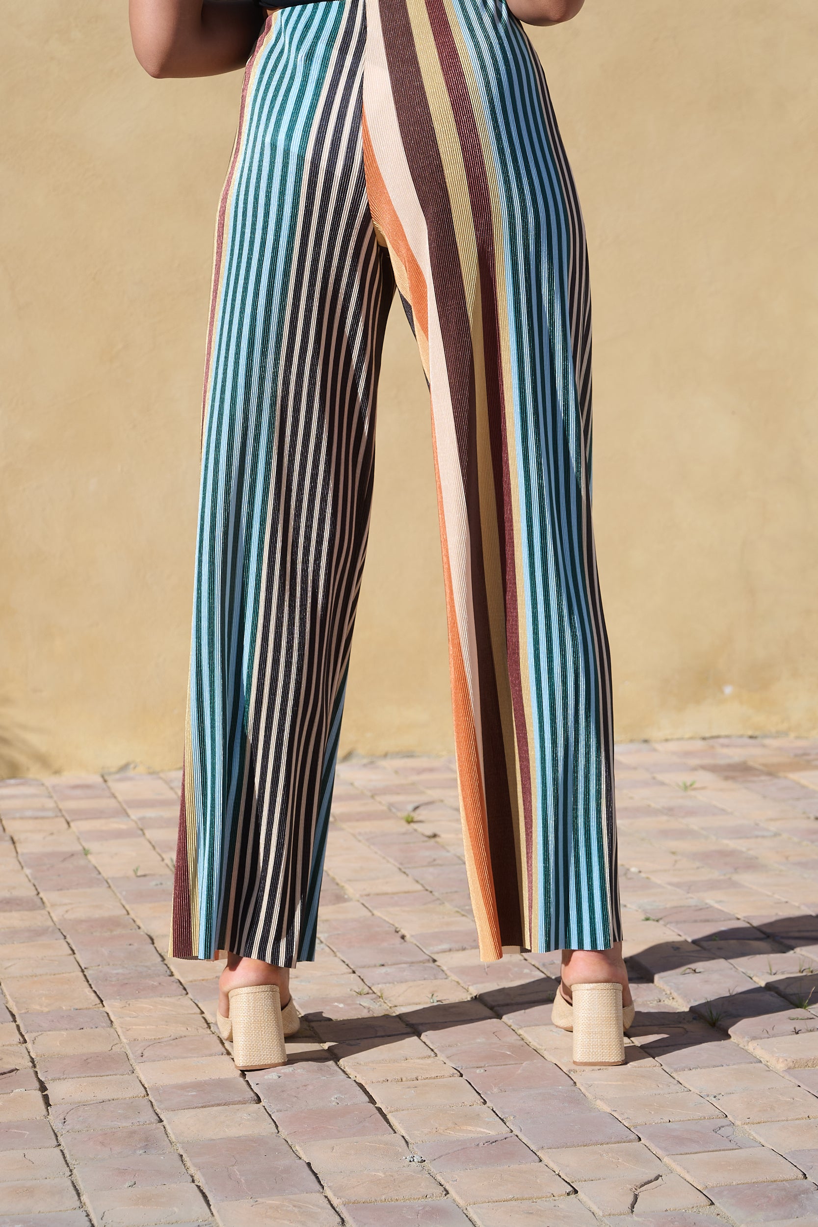 Straight Leg Plisse Pull on Pants