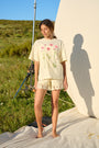 Ecru Swing Shorts with Lace Hem