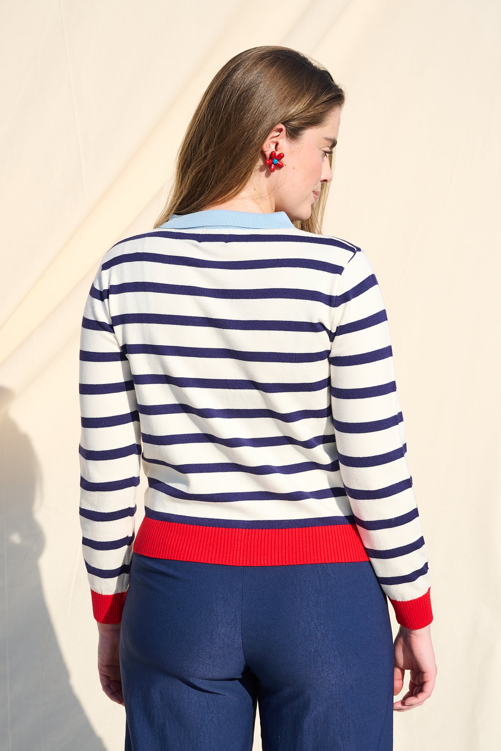 ColourBlock stripe Collar Cardigan