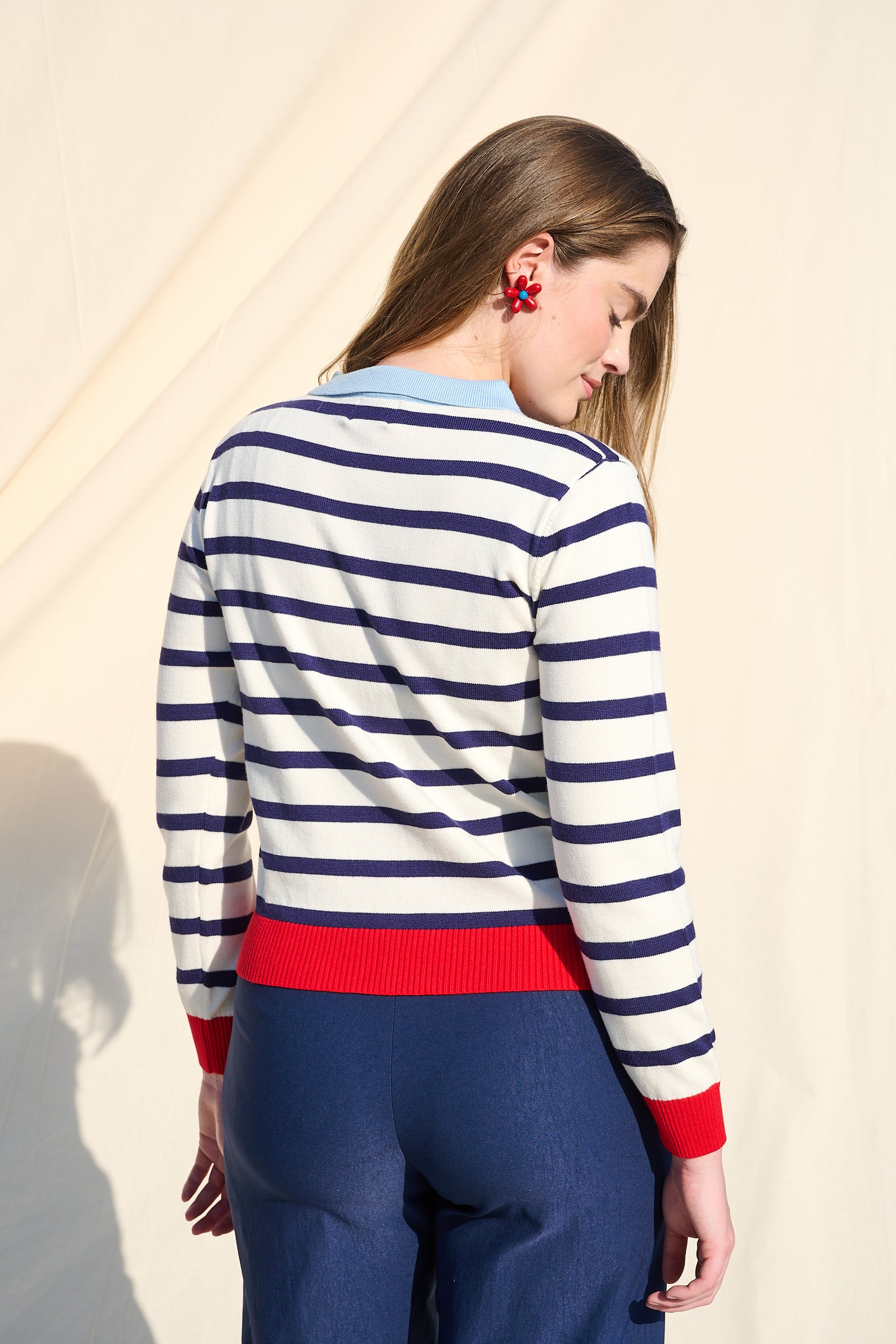 ColourBlock stripe Collar Cardigan
