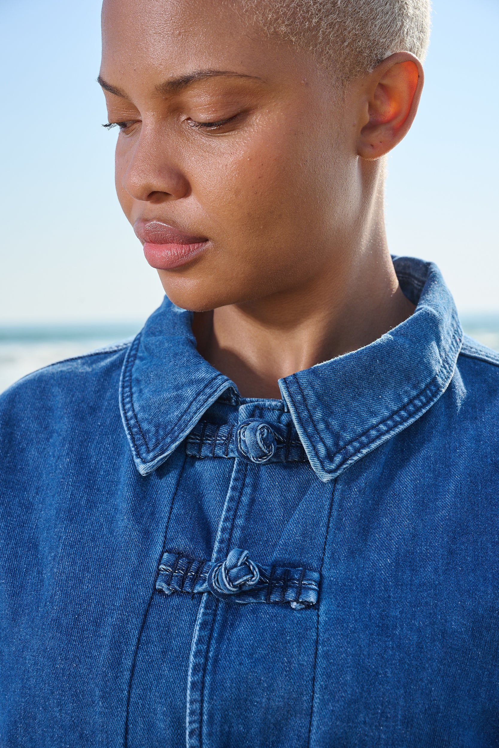 Mandarin Denim Jacket