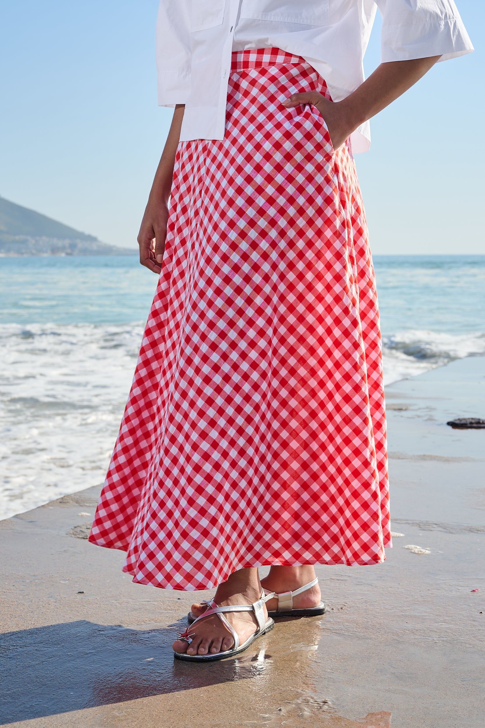 Red Gingham Bias Skirt