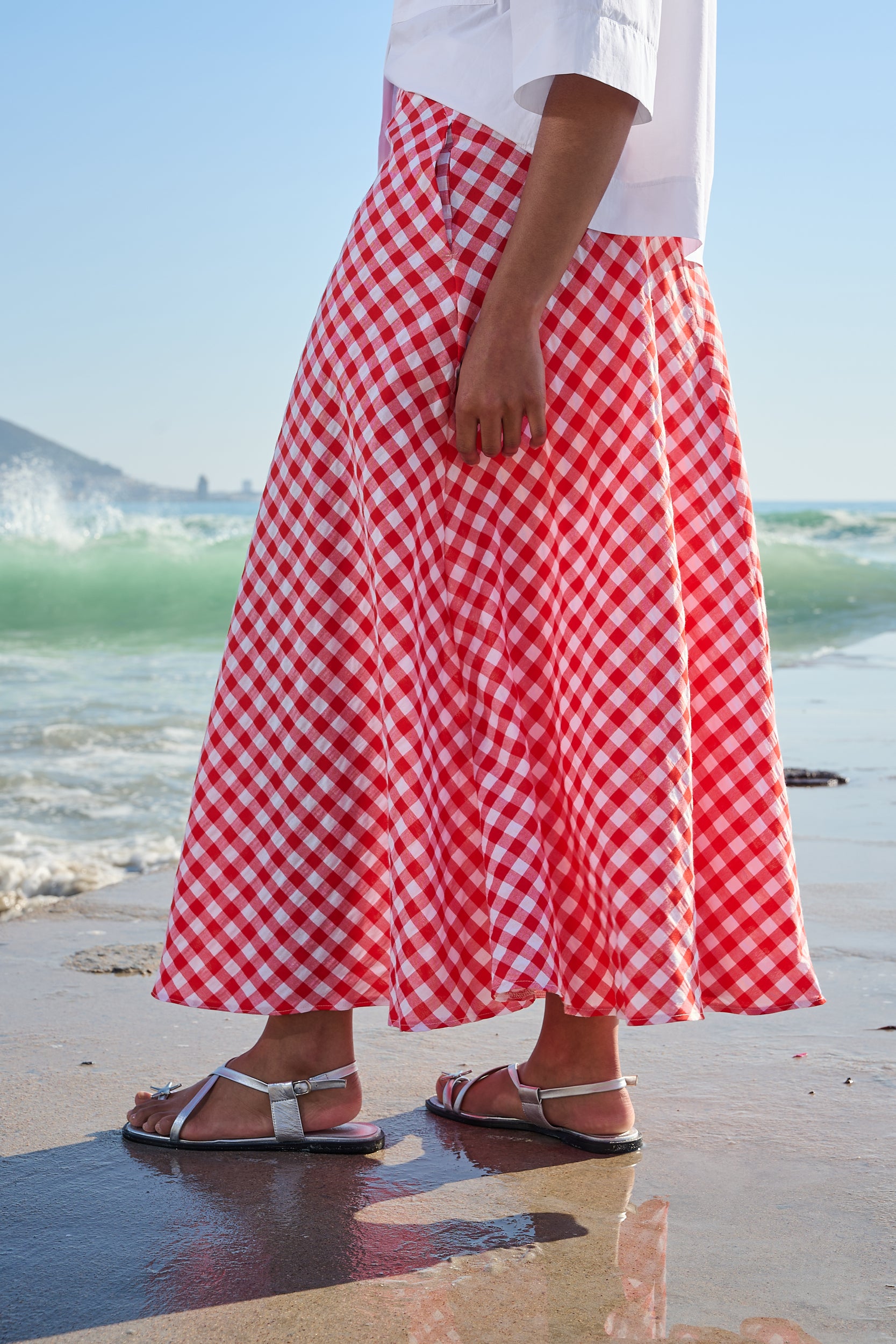 Red Gingham Bias Skirt