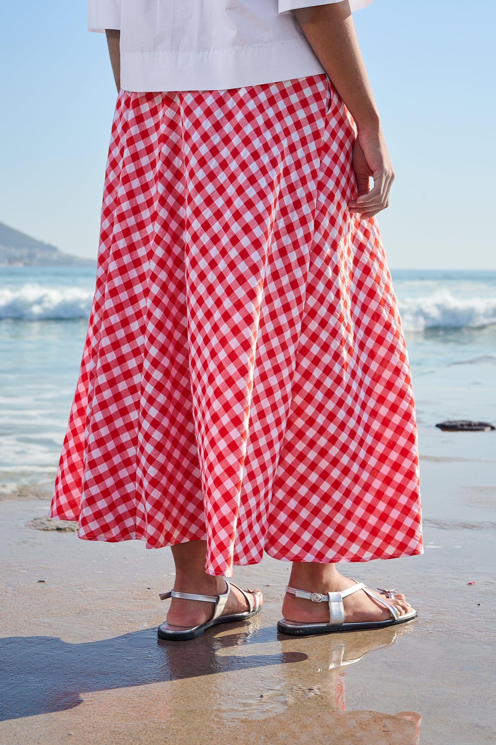 Red Gingham Bias Skirt