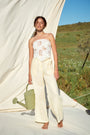 100% Linen Full Length Pant in Angora