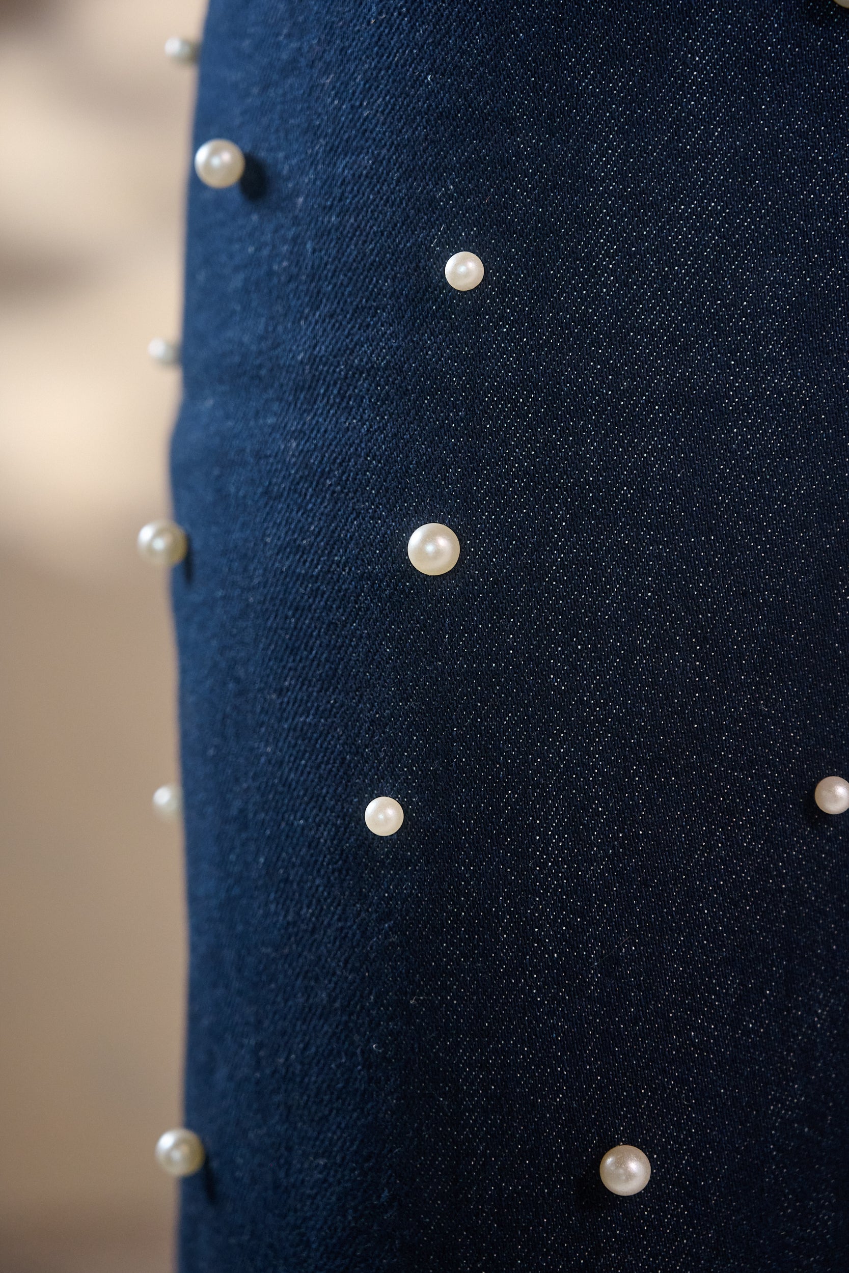 Straight Leg Jean with Pearls in Dark Wash